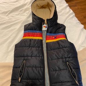 Aviator Nation Shearling hooded Vest XL